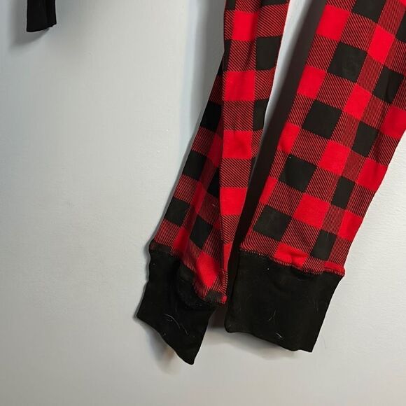 Lazy One Red Black Buffalo Plaid Adult Small onesie Flap Jack Bear Cheeks - Picture 7 of 10